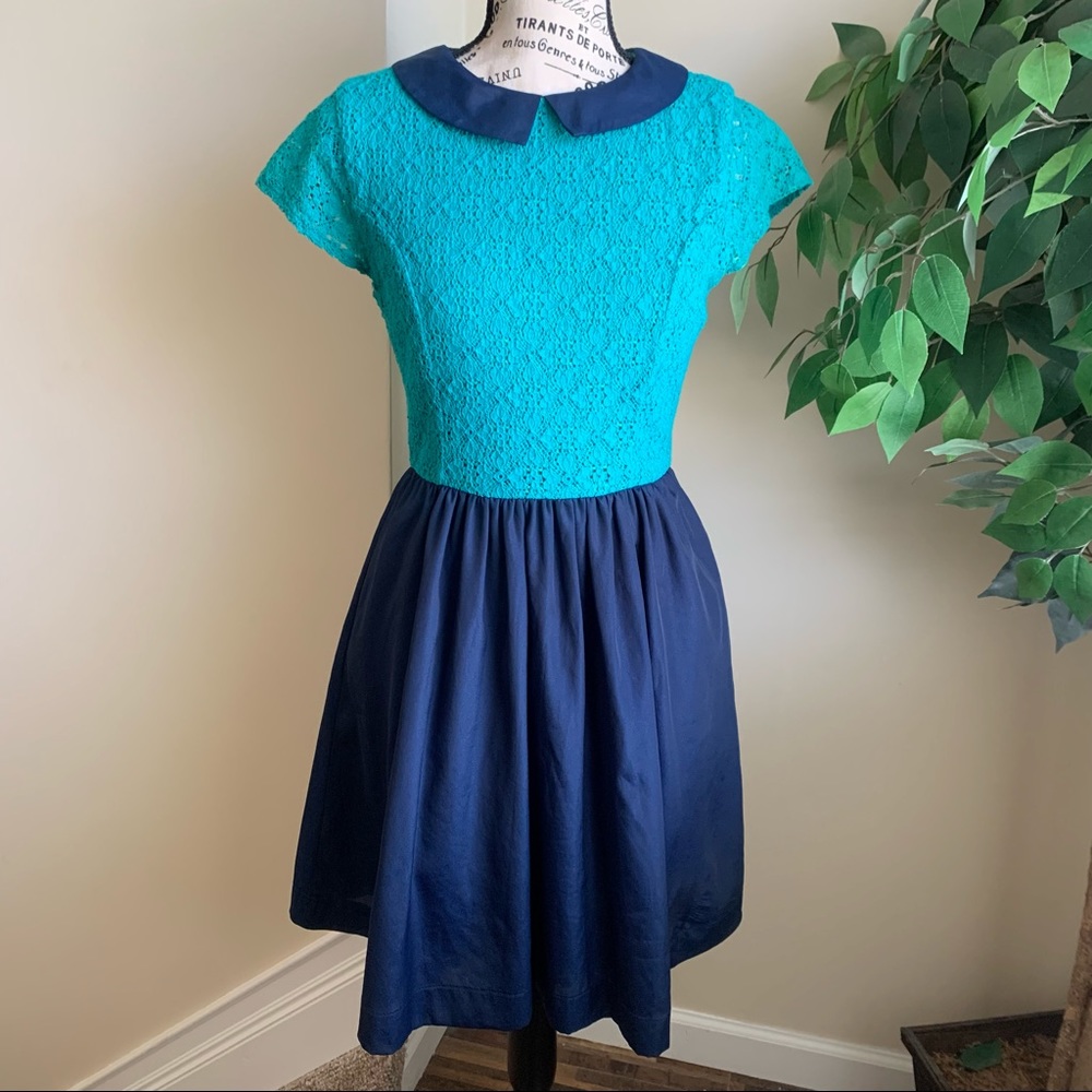 ModCloth Fervour Peter Pan Collar Dress Blue Sz XS